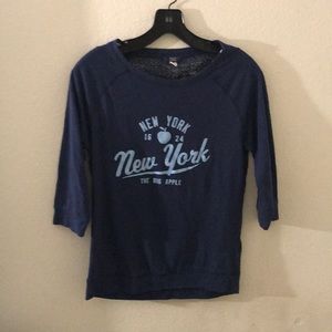 Small New York Three-Quarter Length Navy Tee